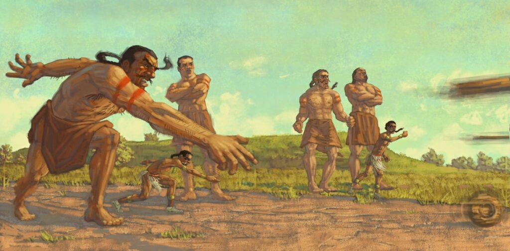 Representación de los gigantes que hubo en la tierra según el relato de Génesis